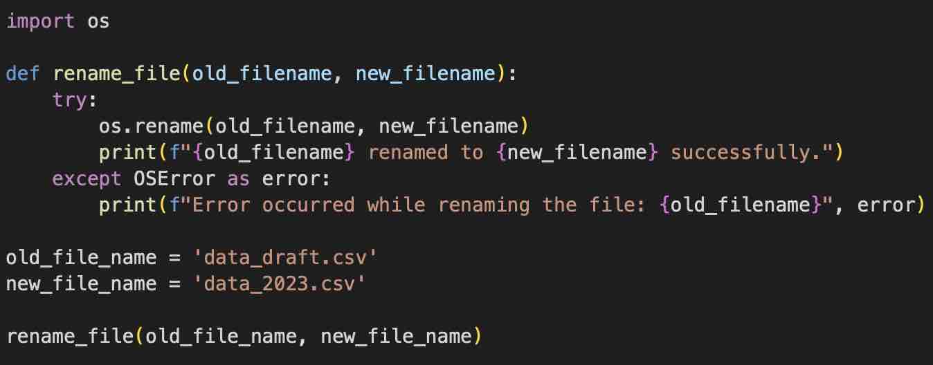 Rename a file using Python Code